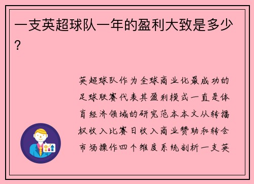 一支英超球队一年的盈利大致是多少？